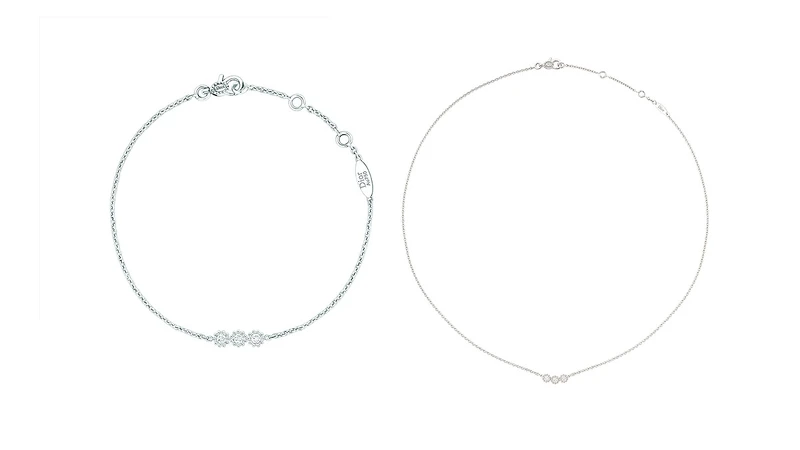 Mimirose 白K金鑽石手鍊、Mimirose 白K金鑽石項鍊，all by Dior