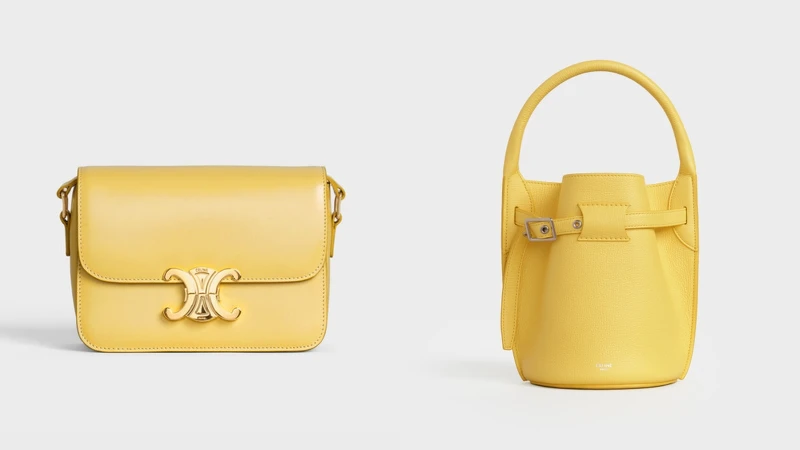 TRIOMPHE小牛皮肩背包(NT$105,000)、BIG BAG BUCKET小牛皮袖珍提包(NT$56,000) TRIOMPHE小牛皮肩背包(NT$105,000)、BIG BAG BUCKET小牛皮袖珍提包(NT$56,000)