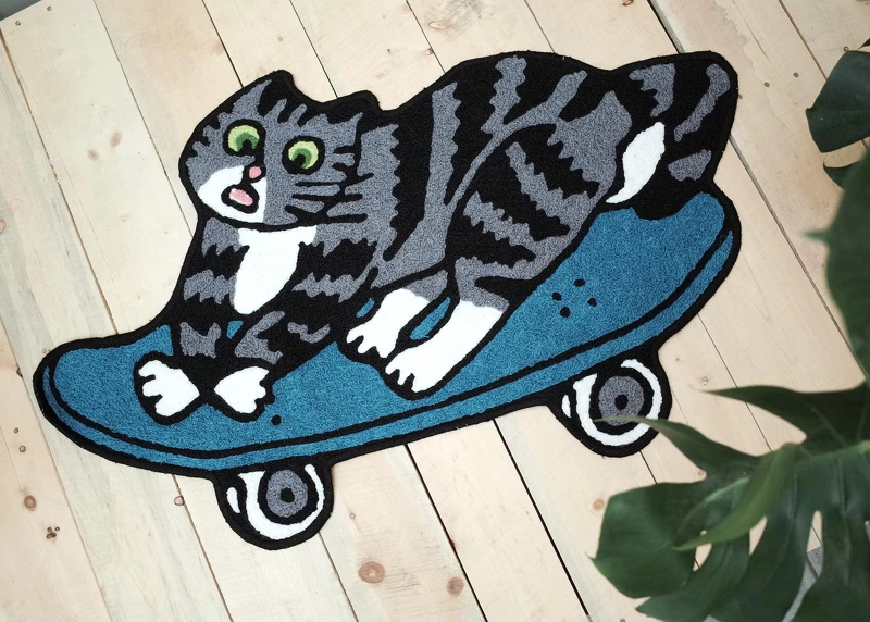 誠品生活expo｜夏日療癒插畫季｜三貓俱樂部 造型地毯-跑貓