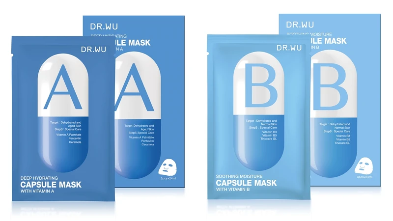 DR.WU保濕修復膠囊面膜-A 3pcs，NT299。DR.WU保濕舒緩膠囊面膜-B 3pcs，NT299。