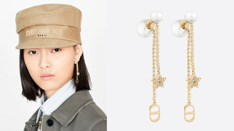 Dior Tribales 鍍金金屬、白色樹脂珠和白色水晶耳環(NT19,500) Dior Tribales 鍍金金屬、白色樹脂珠和白色水晶耳環(NT19,500)