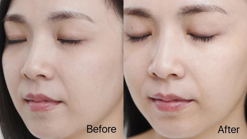 Before:膚色不均、疲態黯沉 / After:白皙透亮,健康光澤 Before:膚色不均、疲態黯沉 / After:白皙透亮,健康光澤