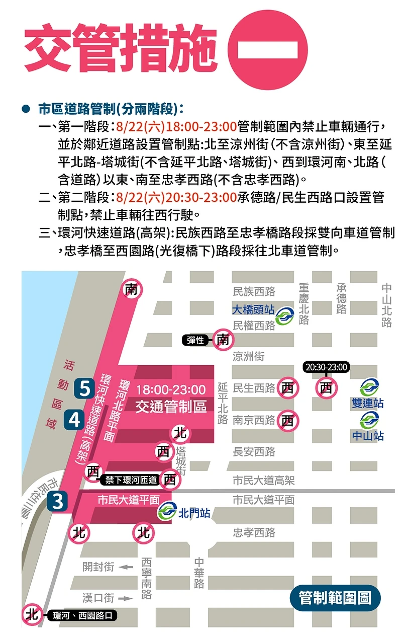 8/22當天交通管制範圍