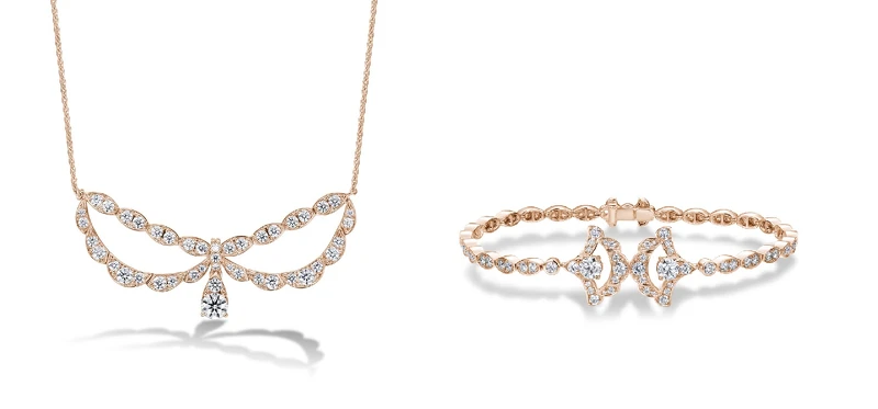 LORELEI REVERIE系列玫瑰金鑽石項鍊、玫瑰金鑽石手鍊