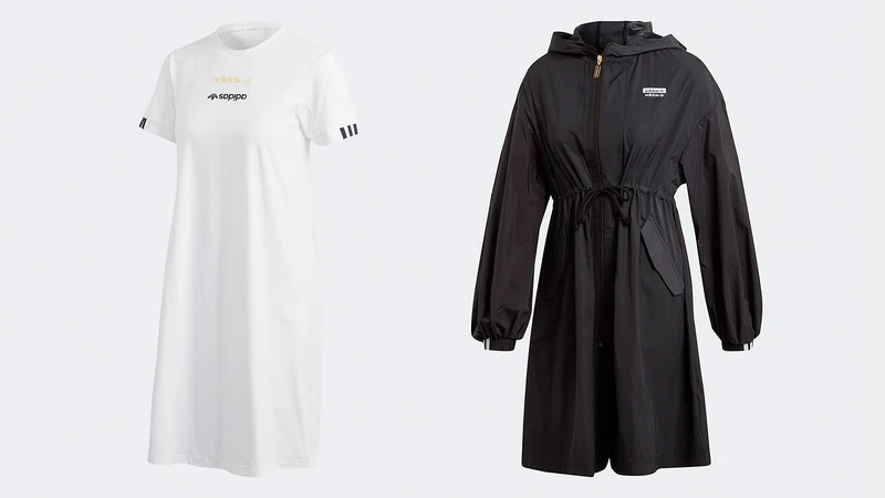 R.Y.V.白色抽繩洋裝 NTD2,490、R.Y.V.黑色長版夾克 NTD3,890 R.Y.V.白色抽繩洋裝 NTD2,490、R.Y.V.黑色長版夾克 NTD3,890