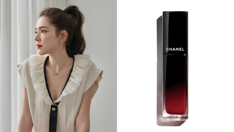 口紅使用香奈兒超炫耀釉光唇萃#80永恆