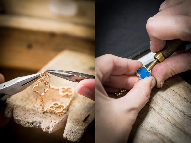 卓越精湛的世家工藝藉由替鍊條裝上扣環、拋光金珠輪廓、嚴格篩選珍貴寶石品項、寶石定位、鑲嵌寶石…等細節上,皆以嚴謹細膩的手法打造出可精緻傳世的經典Alhambra系列。 卓越精湛的世家工藝藉由替鍊條裝上扣環、拋光金珠輪廓、嚴格篩選珍貴寶石品項、寶石定位、鑲嵌寶石…等細節上,皆以嚴謹細膩的手法打造出可精緻傳世的經典Alhambra系列。