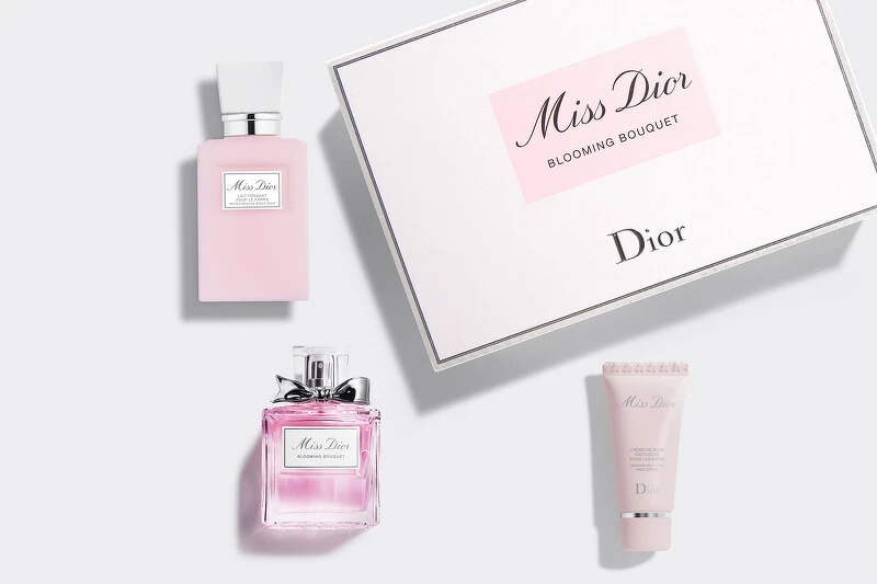 花漾迪奧香氛潤膚組：花漾迪奧淡香水50ml、花漾迪奧芬芳身體乳75ml、Miss Dior玫瑰護手霜20ml