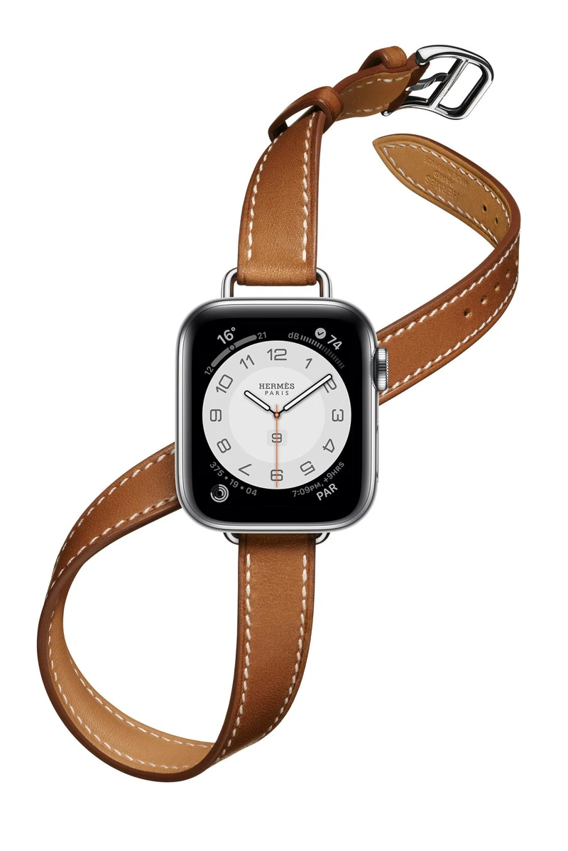 第六代 Apple Watch Hermès_Hermès Attelage 系列(40mm錶殼)_雙圈 淺黃褐色 Barénia 小牛皮錶帶
