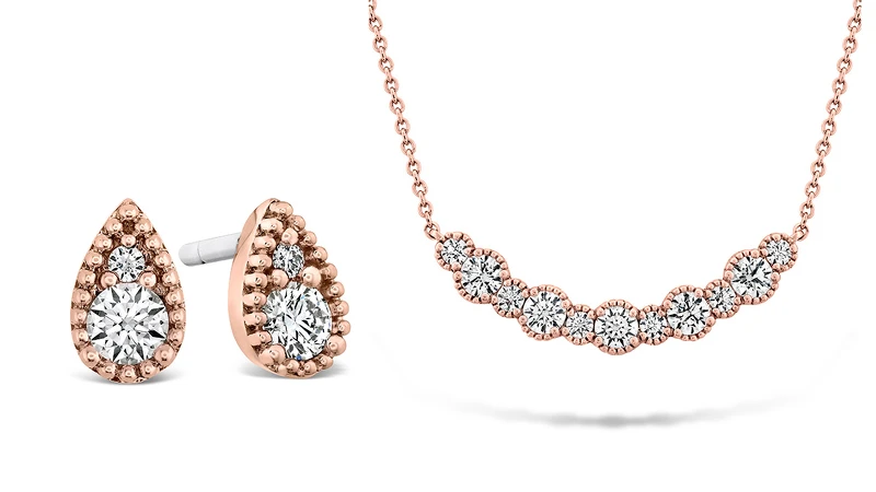 BEHATI BEADED玫瑰金鑽石耳環、BEHATI BEADED玫瑰金鑽石中型項鍊 BEHATI BEADED玫瑰金鑽石耳環、BEHATI BEADED玫瑰金鑽石中型項鍊