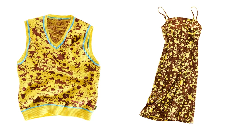 科技花卉印花背心，NT8,290、科技花卉印花洋裝，NT10,900。