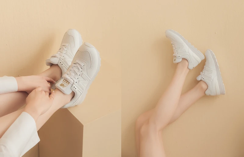 New Balance新三原色 574(#恣意白),NT2,880。 New Balance新三原色 574(#恣意白),NT2,880。