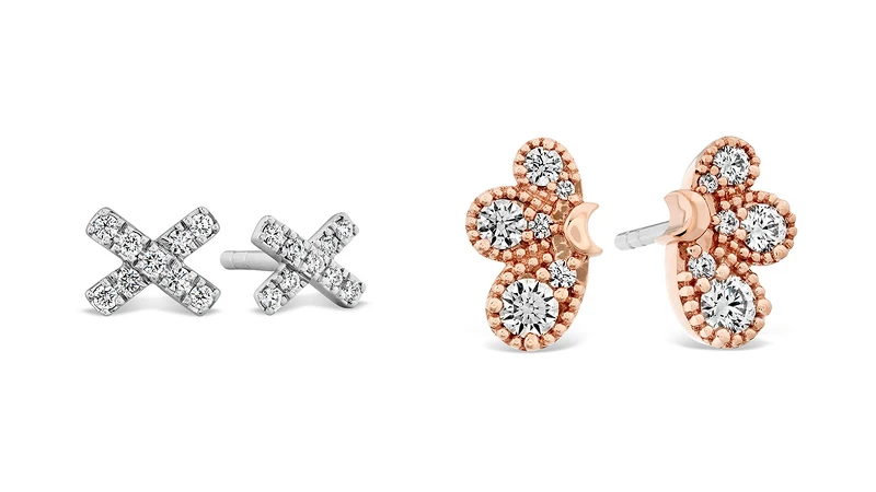 圖左/HARLEY XO白K金鑽石耳環,圖右/BEHATI玫瑰金鑽石耳環 圖左/HARLEY XO白K金鑽石耳環,圖右/BEHATI玫瑰金鑽石耳環