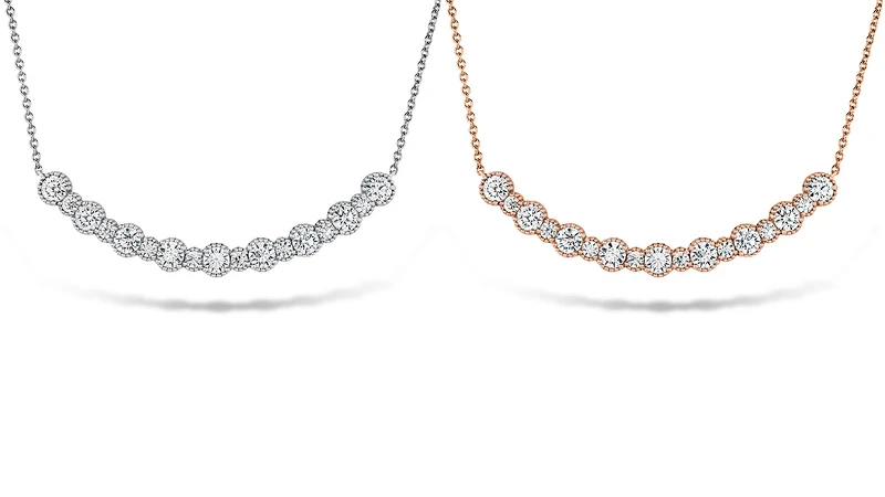 圖左/BEHATI BEADED玫瑰金鑽石項鍊,圖右/BEHATI BEADED白K金鑽石項鍊 圖左/BEHATI BEADED玫瑰金鑽石項鍊,圖右/BEHATI BEADED白K金鑽石項鍊