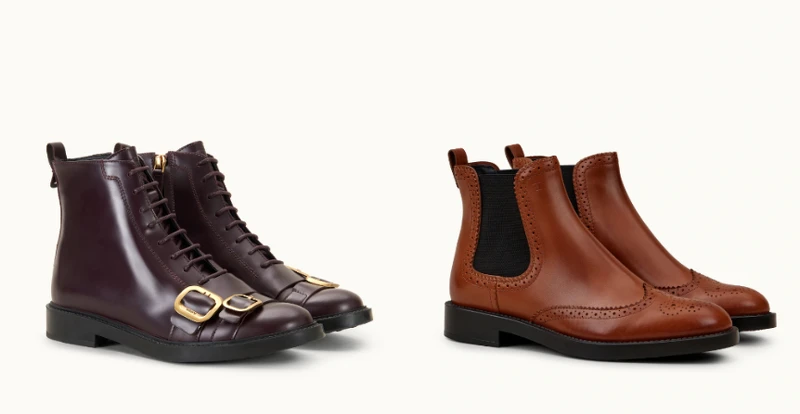 TOD’S 金屬飾釦短靴,NT32,200、TOD’S 復古雕花短靴,NT27,500 TOD’S 金屬飾釦短靴,NT32,200、TOD’S 復古雕花短靴,NT27,500