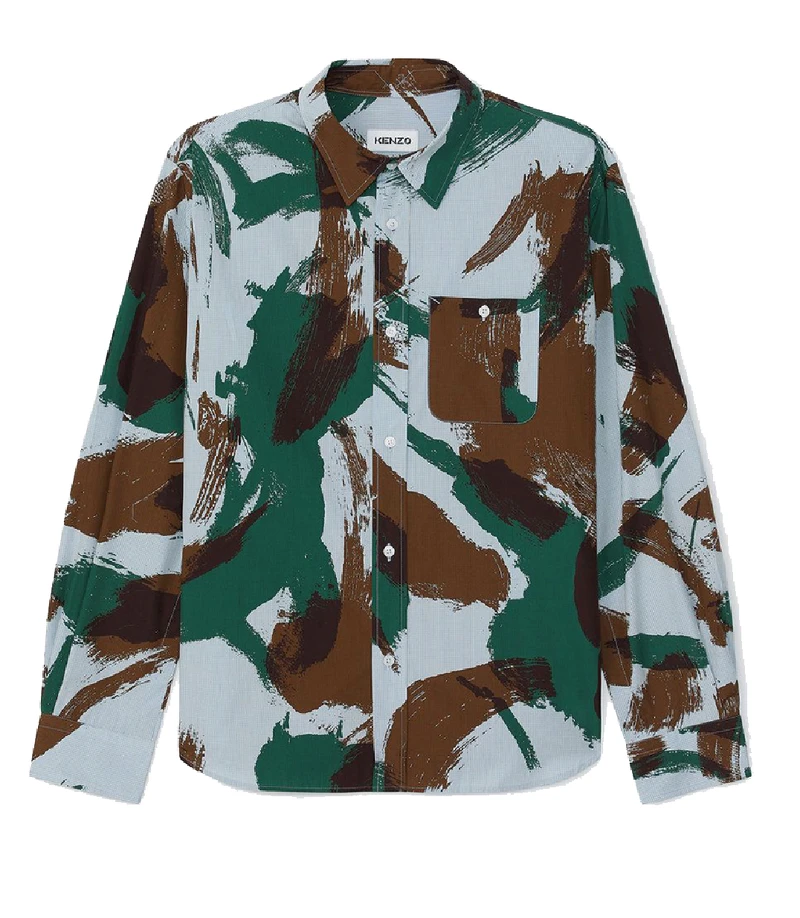 KENZO舞動迷彩平織瓶中綠襯衫，推薦價NT14,800