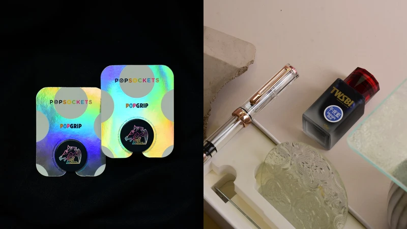 (左圖)POPSOCKETS泡泡騷手機氣囊支架/(右圖)三文堂的聯名玫金鋼筆 (左圖)POPSOCKETS泡泡騷手機氣囊支架/(右圖)三文堂的聯名玫金鋼筆