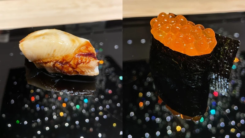 「鮨增田 台北」水晶吊燈倒影為壽司增色 「鮨增田 台北」水晶吊燈倒影為壽司增色