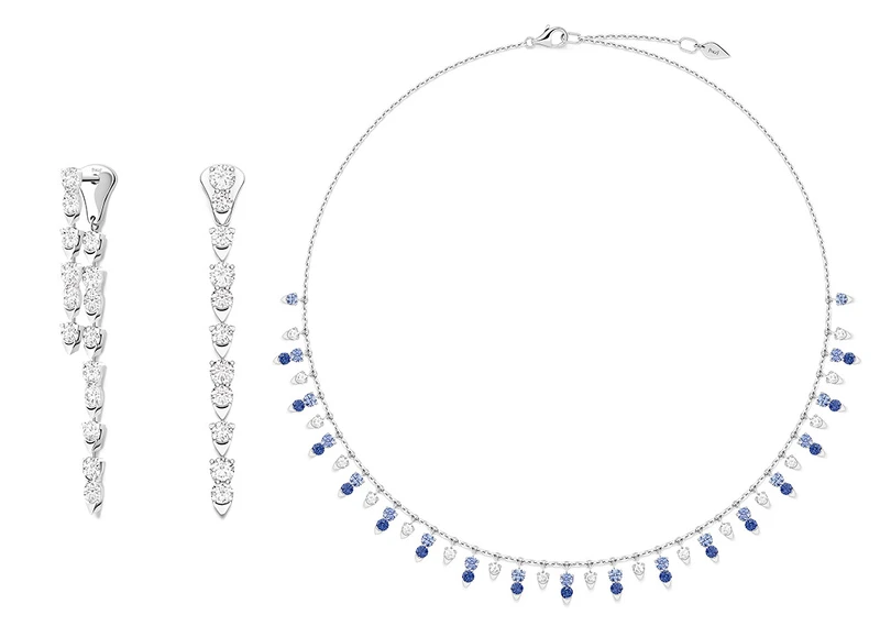 PIAGET Sunlight系列18K白金鑽石耳環、PIAGET Sunlight系列18K白金鑽石及藍寶石項鍊 PIAGET Sunlight系列18K白金鑽石耳環、PIAGET Sunlight系列18K白金鑽石及藍寶石項鍊