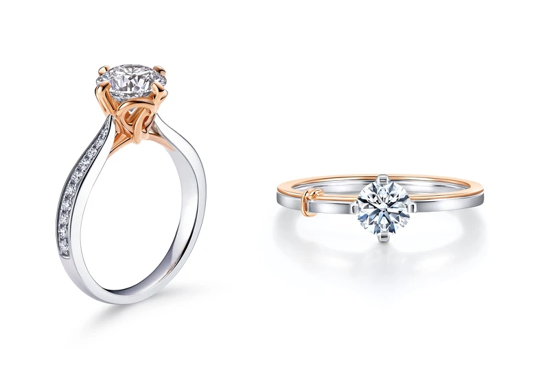 圖左:PROMESSA「同心結」18K白金玫瑰金雙色石襯鑽石戒指,圖右:PROMESSA 「同心結」18K白金玫瑰金雙色鑽石戒指 圖左:PROMESSA「同心結」18K白金玫瑰金雙色石襯鑽石戒指,圖右:PROMESSA 「同心結」18K白金玫瑰金雙色鑽石戒指