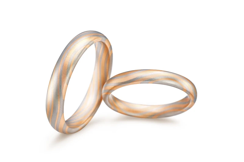 18K黃金950鉑金雙色扭結紋理對戒 18K黃金950鉑金雙色扭結紋理對戒