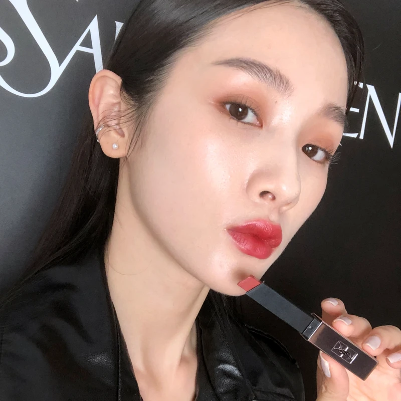 YSL奢華緞面霧光唇膏#202奶油紅栗