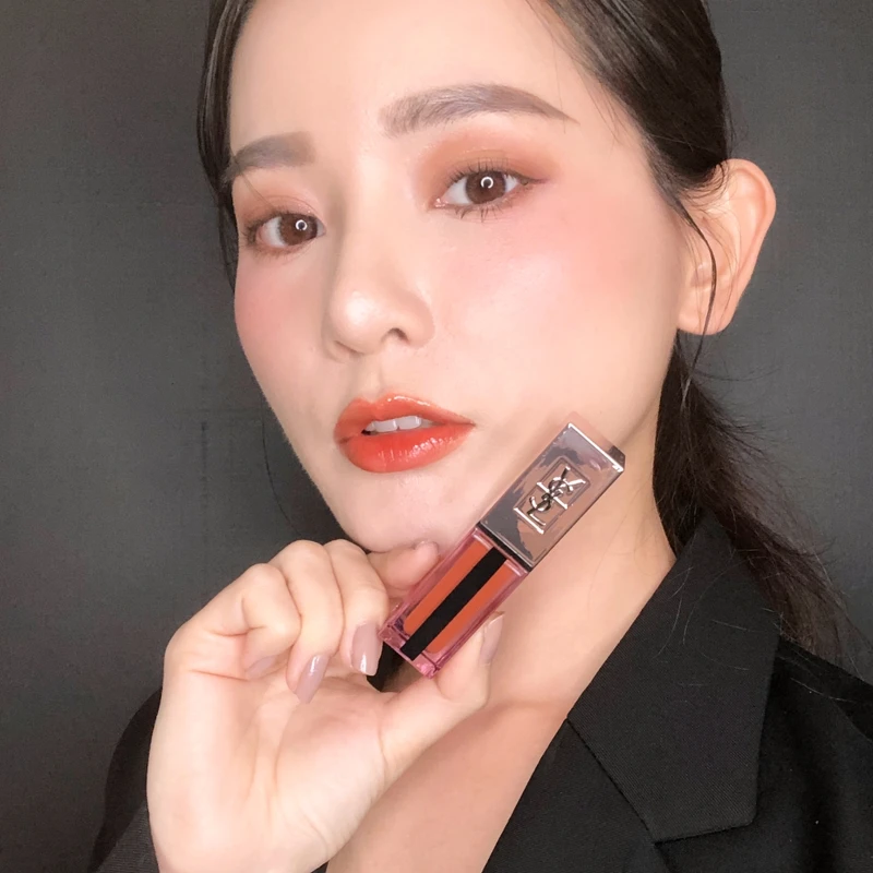 YSL奢華緞面高光唇釉#214冰晶琥珀