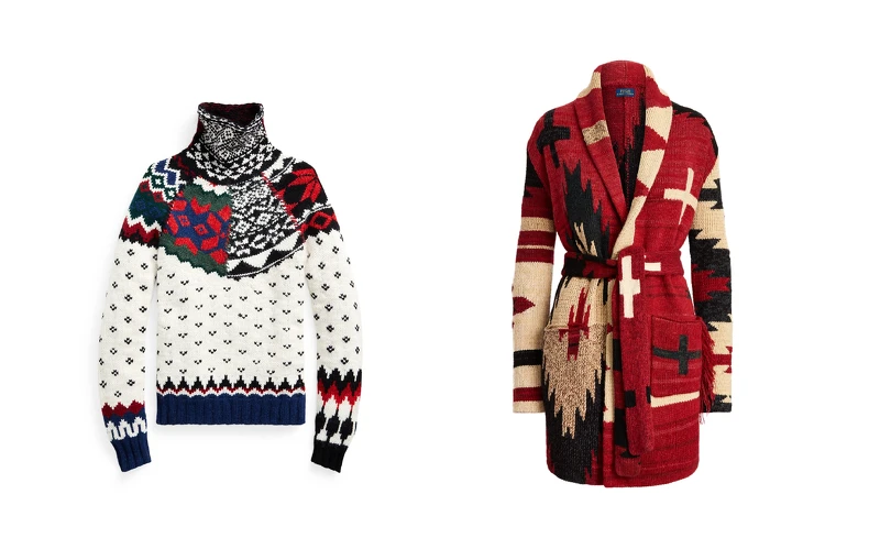 Polo Ralph Lauren圖騰針織毛衣NT22,480、Polo Ralph Lauren 圖騰針織外套NT44,880