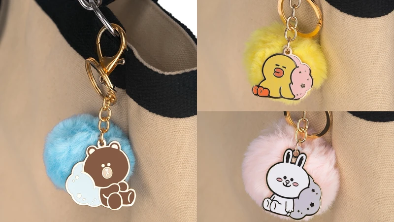 BROWN & FRIENDS毛球鑰匙圈