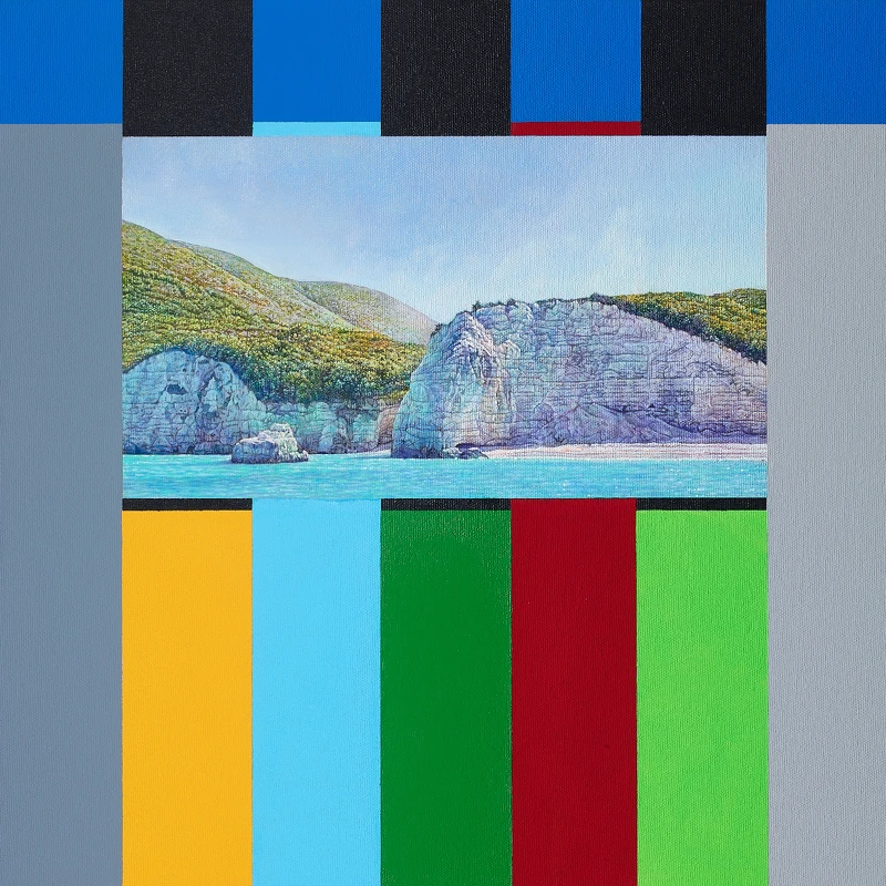 猪瀬直哉 Snap painting with color bar with the beach 猪瀬直哉 Snap painting with color bar with the beach