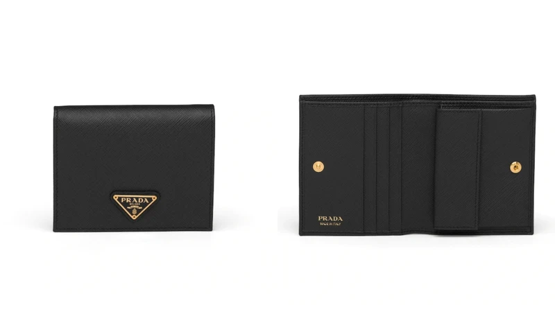 Prada鐵牌短夾，NT14,500