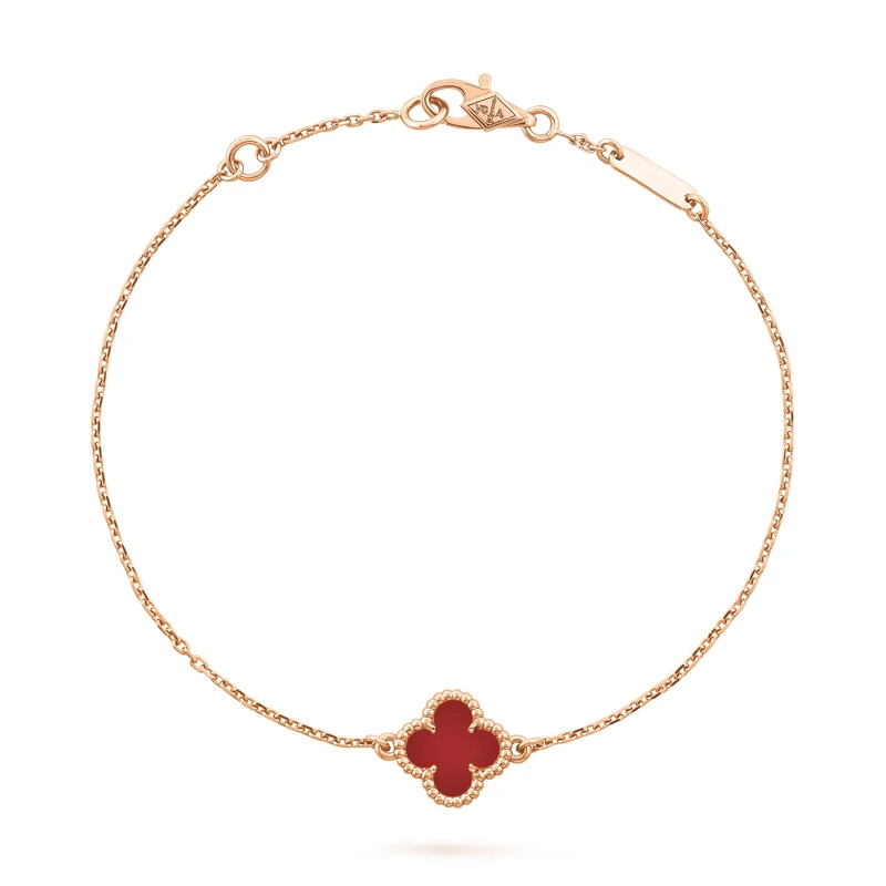 Van Cleef & Arpels - Sweet Alhambra手鍊 (玫瑰金, 紅玉髓)