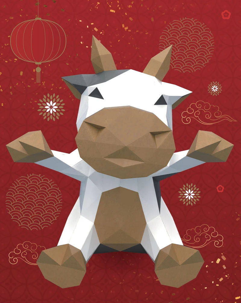 誠品生活expo|匠紙 阿牛抱抱擺飾(過年版),推薦價480元。 誠品生活expo|匠紙 阿牛抱抱擺飾(過年版),推薦價480元。