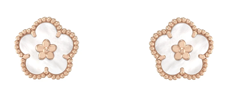 Van Cleef & Arpels (VCA) 梵克雅寶 Lucky Spring耳環,梅花造型,玫瑰金,白色珍珠母貝,建議售價約128,000元 Van Cleef & Arpels (VCA) 梵克雅寶 Lucky Spring耳環,梅花造型,玫瑰金,白色珍珠母貝,建議售價約128,000元