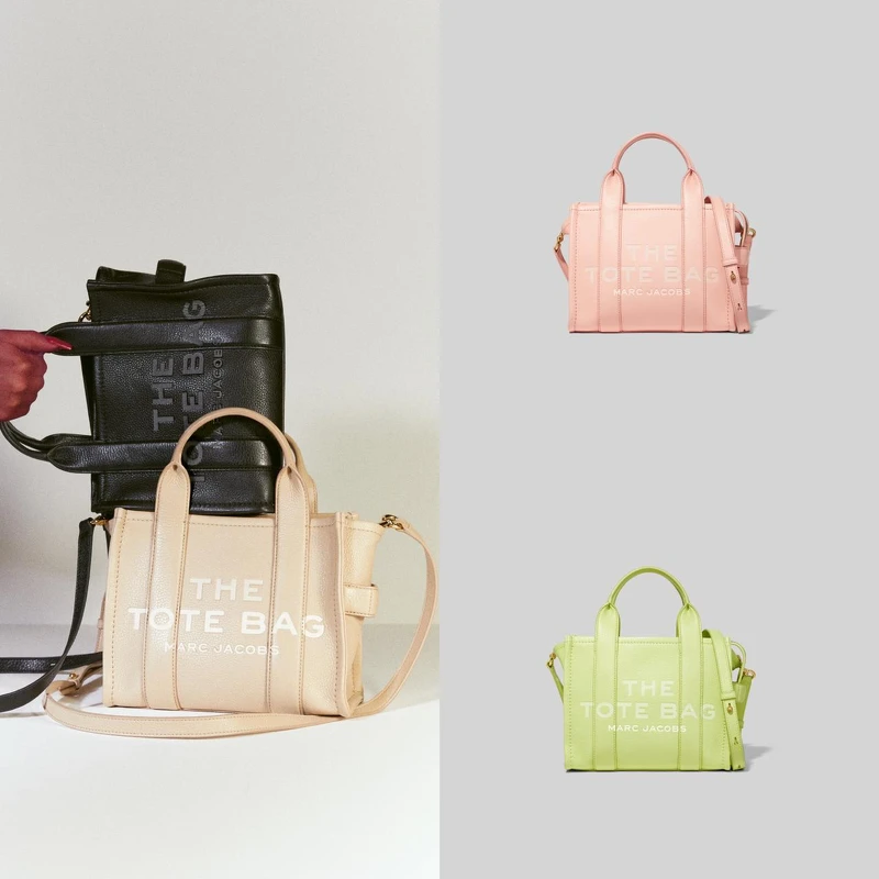 Marc Jacobs皮革迷你托特包（黑／燕麥米／杏桃粉／萊姆綠），售價NT$ 19,900