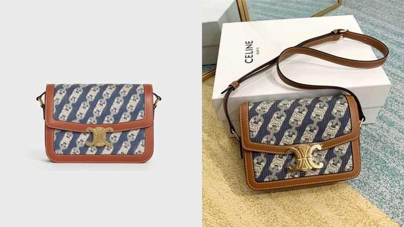 CELINE Triomphe印花帆布釦式斜背包，NT115,000