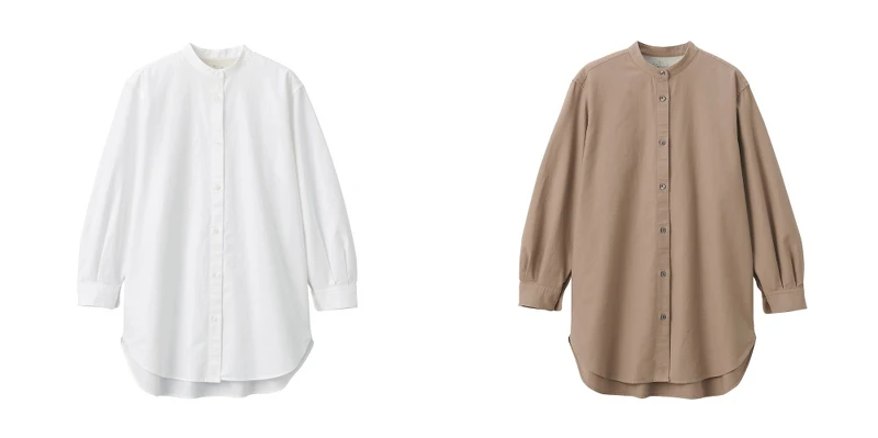 女有機棉水洗牛津布長版衫，售價NT$990
