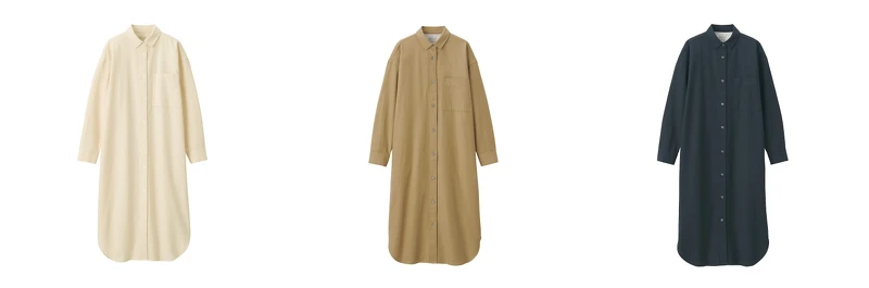 女有機棉水洗牛津布襯衫洋裝，售價NT$1,190