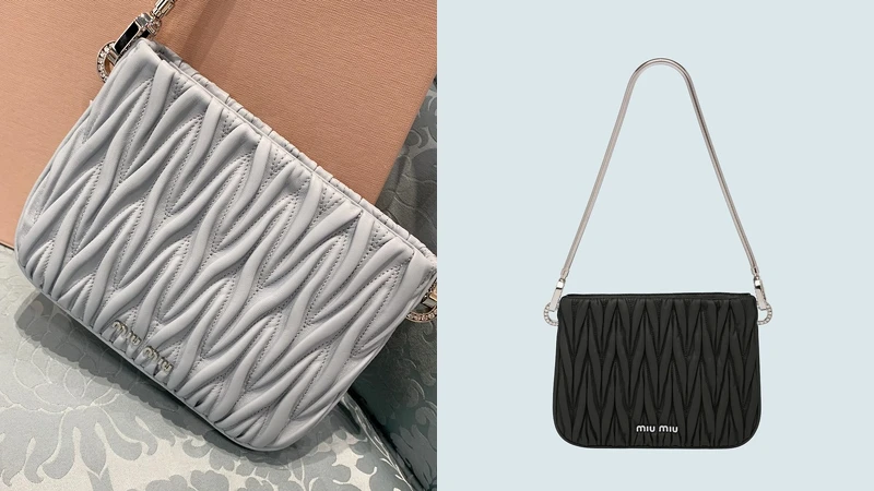 Miu Sassy皮革肩背包,NT61,000 Miu Sassy皮革肩背包,NT61,000