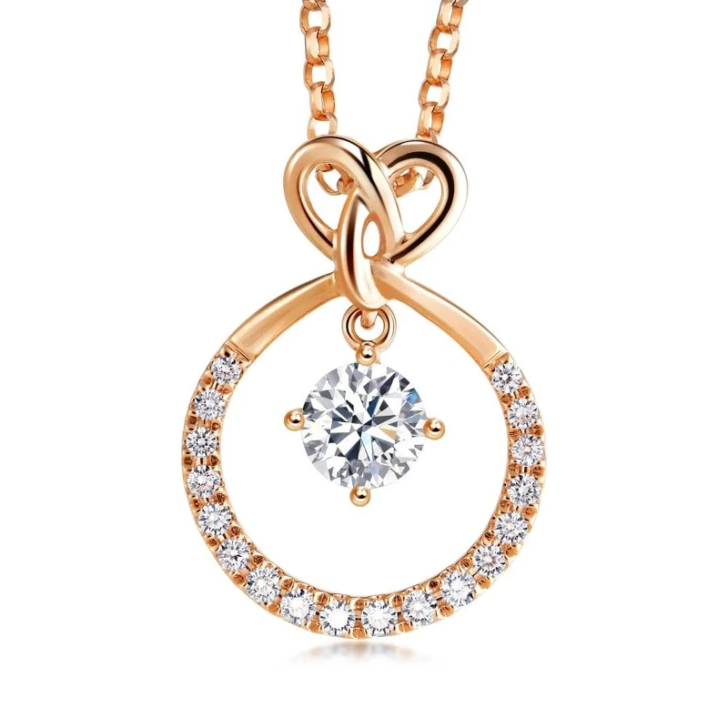 點睛品 PROMESSA「同心結」18K玫瑰金鑽石圓環頸鍊