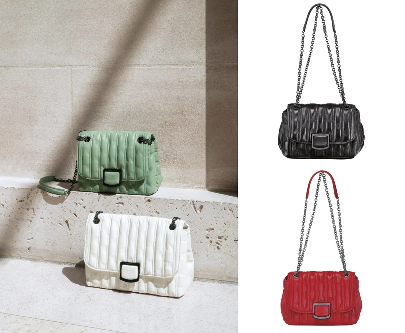 Brioche 系列斜揹袋 (紅色/黑色/翡翠綠 /象牙色) ，售價NT$26,400
