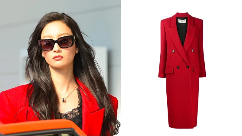 Saint Laurent 紅色大衣,約NT140,000 Saint Laurent 紅色大衣,約NT140,000