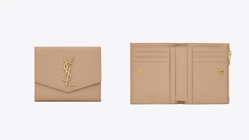 Saint Laurent粒紋小牛皮短夾，NT18,400