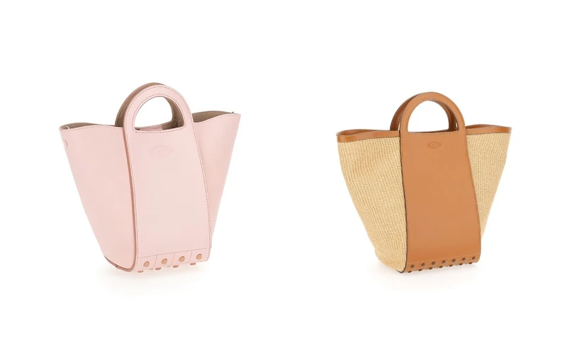 TOD’S 粉紅色兩用豆豆水桶包,NT44,100、草編手皮兩用豆豆水桶包,NT47,100 TOD’S 粉紅色兩用豆豆水桶包,NT44,100、草編手皮兩用豆豆水桶包,NT47,100