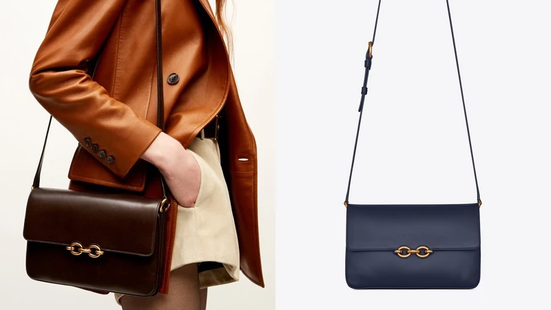 Maillon古銅色鎖鏈標誌光滑小牛皮肩背包,NT79,600 Maillon古銅色鎖鏈標誌光滑小牛皮肩背包,NT79,600