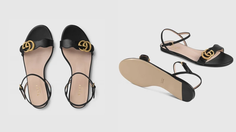 皮革雙G凉鞋，約NT23,000