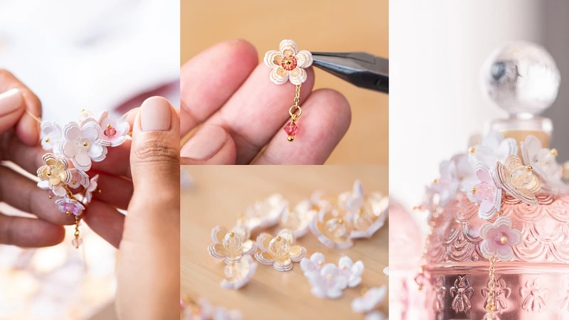 GUERLAIN嬌蘭花見春櫻淡香水縷金華冠蜂印瓶裝飾製作過程。 GUERLAIN嬌蘭花見春櫻淡香水縷金華冠蜂印瓶裝飾製作過程。