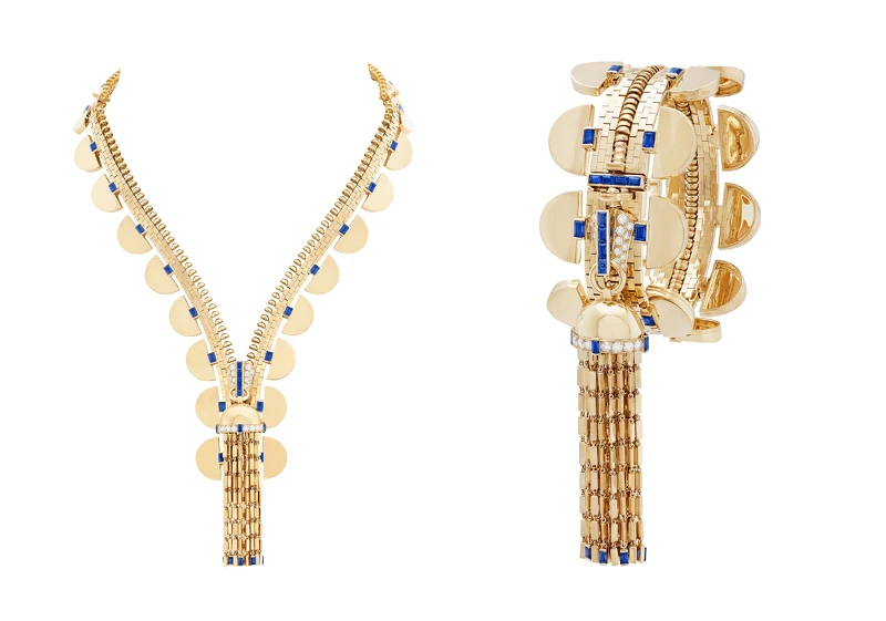 Zip Antique Pastilles可轉換式項鍊,黃K金,藍寶石,鑽石 Zip Antique Pastilles可轉換式項鍊,黃K金,藍寶石,鑽石