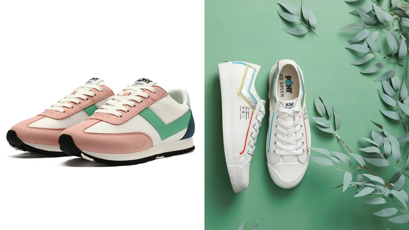 Pony SOHO復古慢跑鞋，NT1,980 / Pony SHOOTER帆布鞋系列環保鞋款，NT1,980-2,180