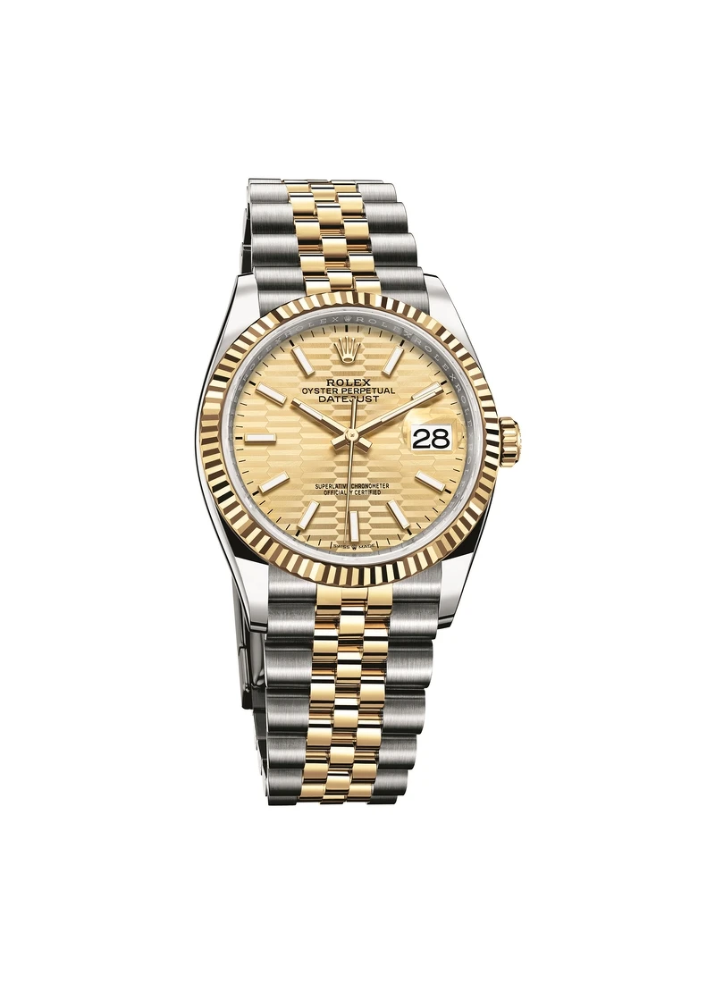 Datejust 36 蠔式鋼與18K黃金 紀念型五格實心鏈節 定價NT386,500 Datejust 36 蠔式鋼與18K黃金 紀念型五格實心鏈節 定價NT386,500